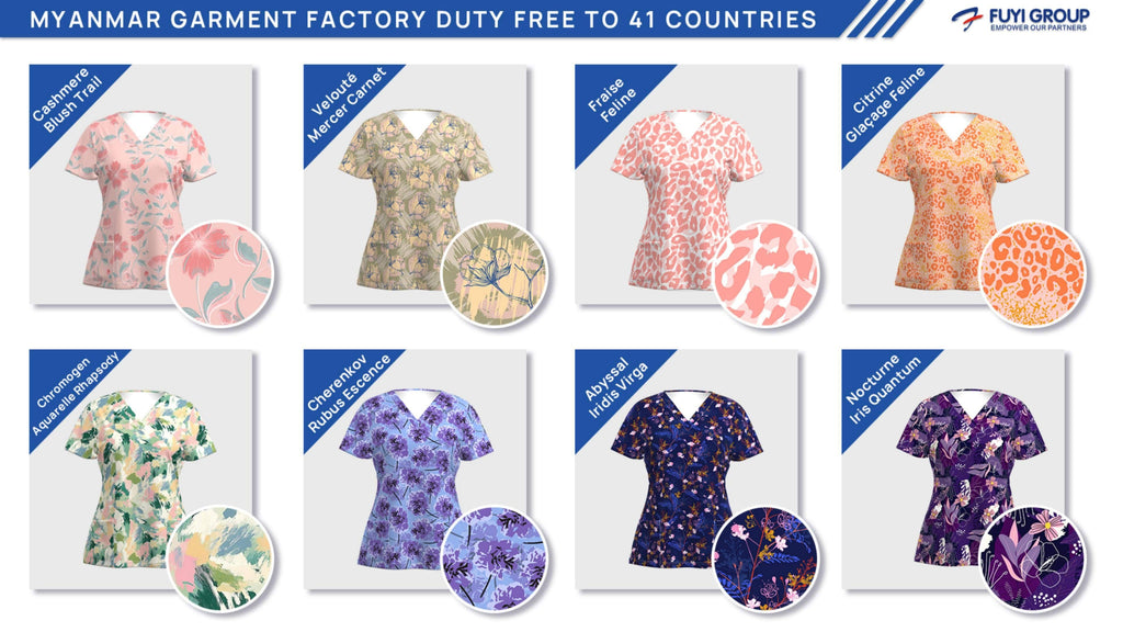 2025 NEW PATTERN FABRIC FLORA FUSION PRINTED SCRUB MEDICAL UNIFORM