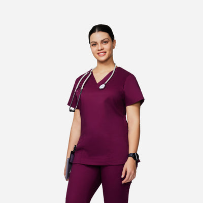 Women's Basic Cotton Rich Stretch Scrub Top-Alyssa-CVCS23SCT001F