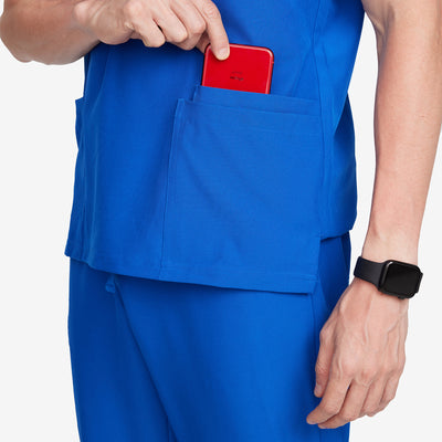 Men's Basic Micro Fiber Stretch Fabric Scrub Top-Loius-TSPL22SCT001M