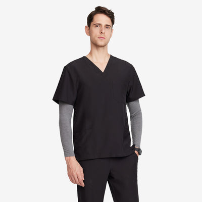 Men's Basic Micro Fiber Stretch Fabric Scrub Top-Loius-TSPL22SCT001M